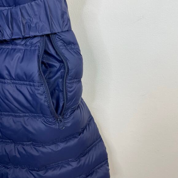 Lands End Packable Down Filled Hooded Belted Long Vest Navy Blue women’s plus 1X - Picture 5 of 13